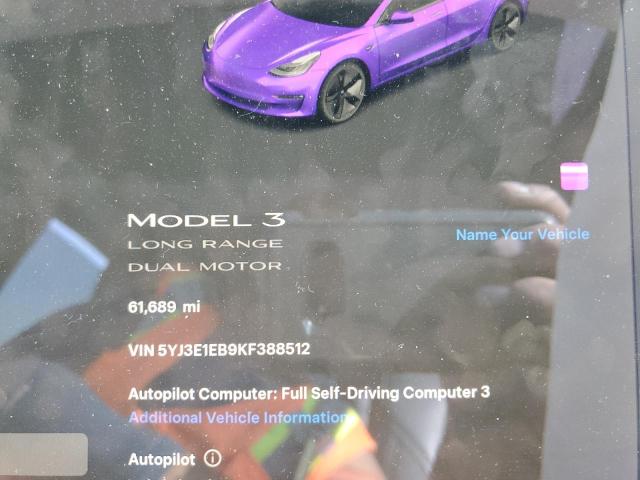 2019 TESLA MODEL 3 5YJ3E1EB9KF388512