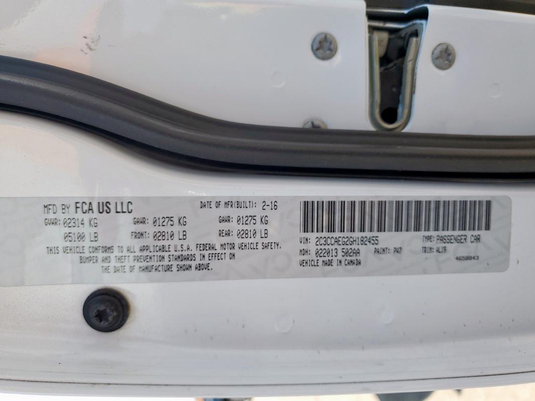 2016 CHRYSLER 300C 2C3CCAEG2GH182455