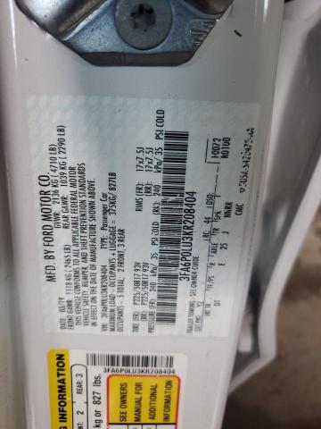 2019 FORD FUSION SE - 3FA6P0LU3KR208404