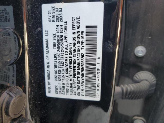 2021 HONDA PILOT BLACK 5FNYF6H75MB062202