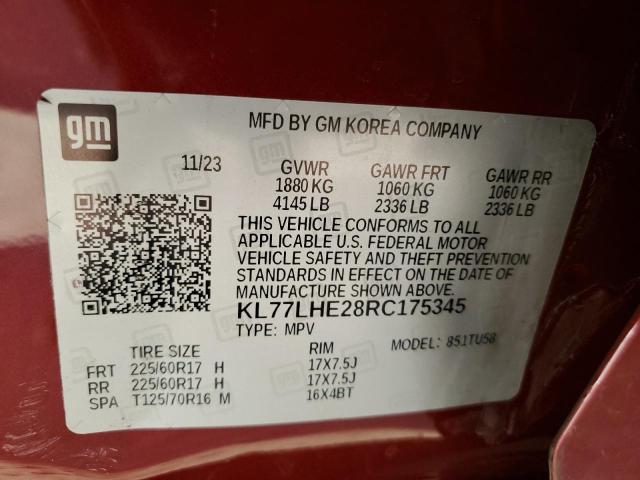 2024 CHEVROLET TRAX 1LT KL77LHE28RC175345