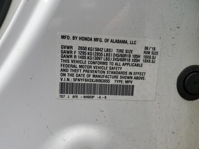 2018 HONDA PILOT EX 5FNYF6H3XJB063855