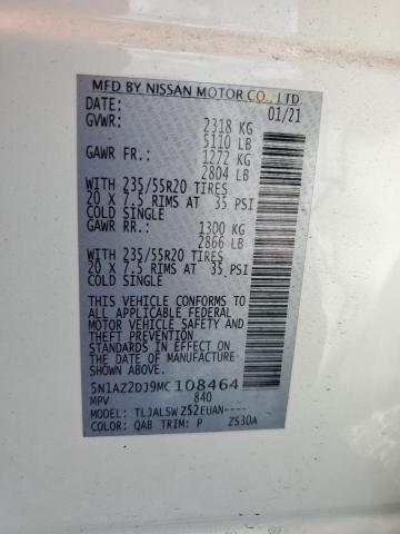 2021 NISSAN MURANO PLA 5N1AZ2DJ9MC108464