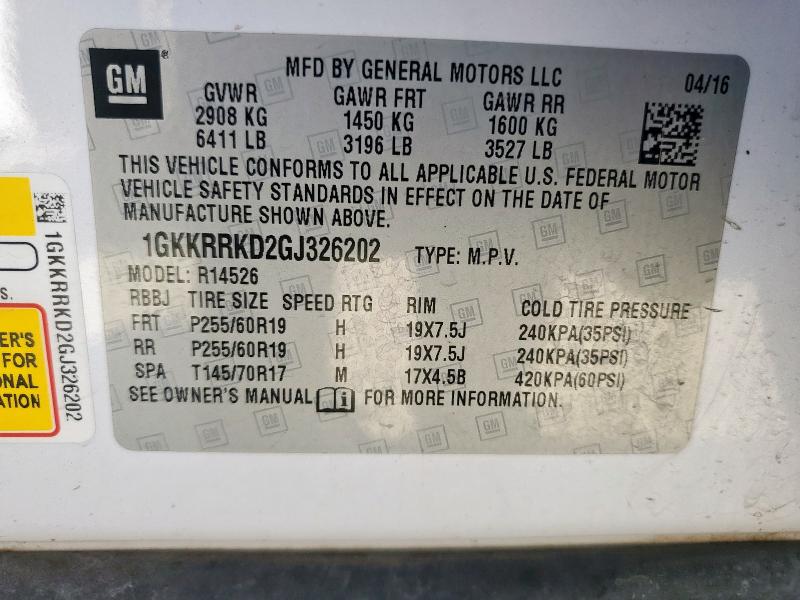 2016 GMC ACADIA SLT 1GKKRRKD2GJ326202