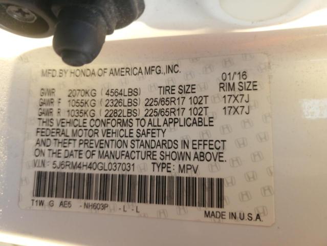 2016 HONDA CR-V SE 5J6RM4H40GL037031