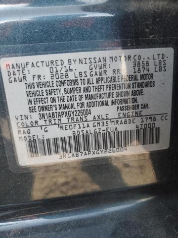 2016 NISSAN SENTRA S 3N1AB7APXGY226004