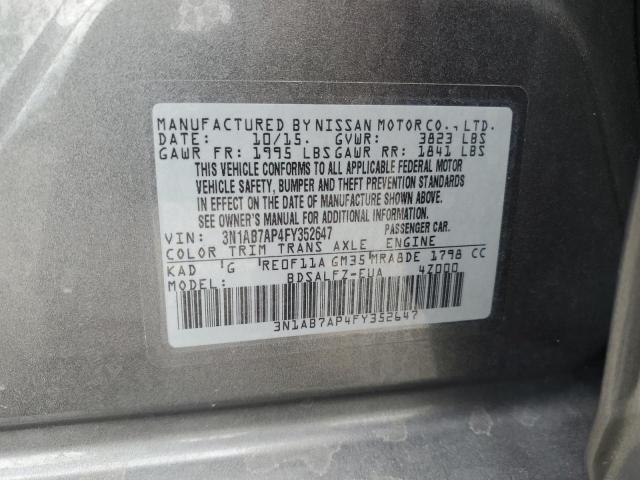 2015 NISSAN SENTRA S 3N1AB7AP4FY352647