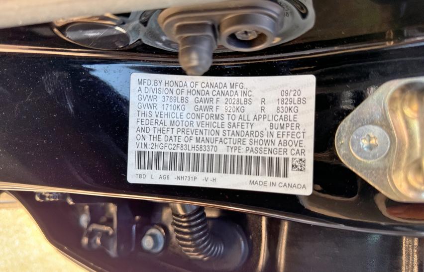 2020 HONDA CIVIC SPOR - 2HGFC2F83LH583370