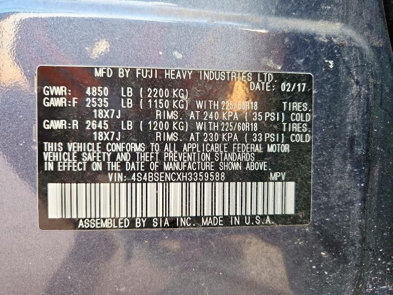 2017 SUBARU OUTBACK 3. 4S4BSENCXH3359588