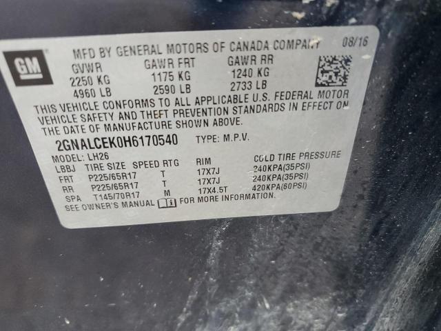 2017 CHEVROLET EQUINOX LT 2GNALCEK0H6170540