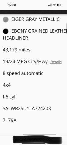 2020 LAND ROVER RANGE ROVE SALWR2SU1LA724XXX