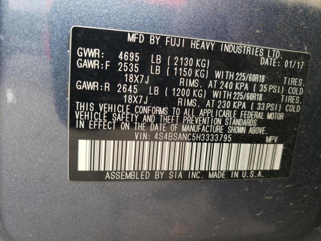 2017 SUBARU OUTBACK 2. 4S4BSANC5H3333795