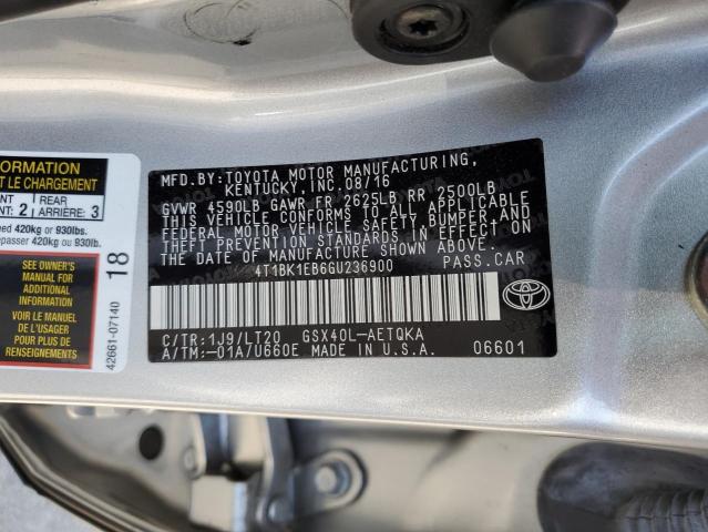 2016 TOYOTA AVALON XLE 4T1BK1EB6GU236900