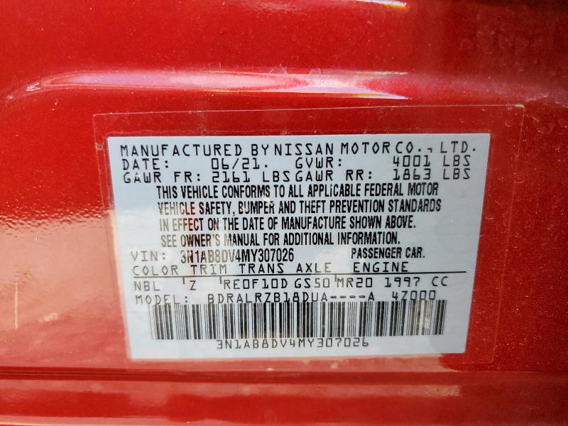 2021 NISSAN SENTRA SR 3N1AB8DV4MY307026