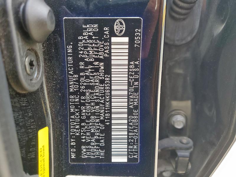 2019 TOYOTA CAMRY L 4T1B11HK4KU695382