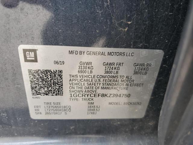 2019 CHEVROLET SILVERADO - 1GCRYCEF8KZ394750