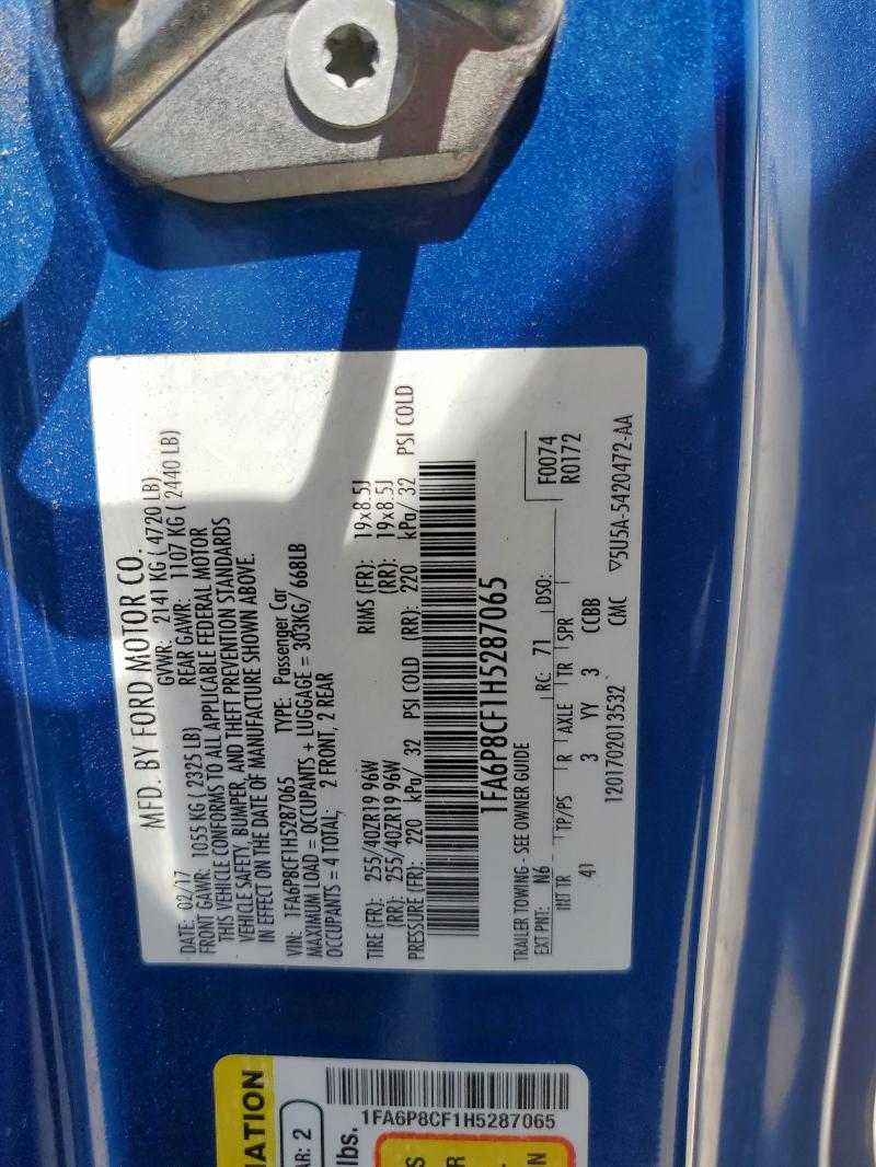 2017 FORD MUSTANG GT - 1FA6P8CF1H5287065
