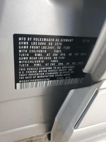 2017 VOLKSWAGEN TIGUAN SPO WVGUV7AX6HK022264