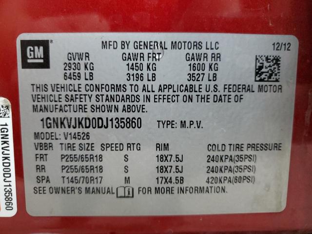 2013 CHEVROLET TRAVERSE L - 1GNKVJKD0DJ135860