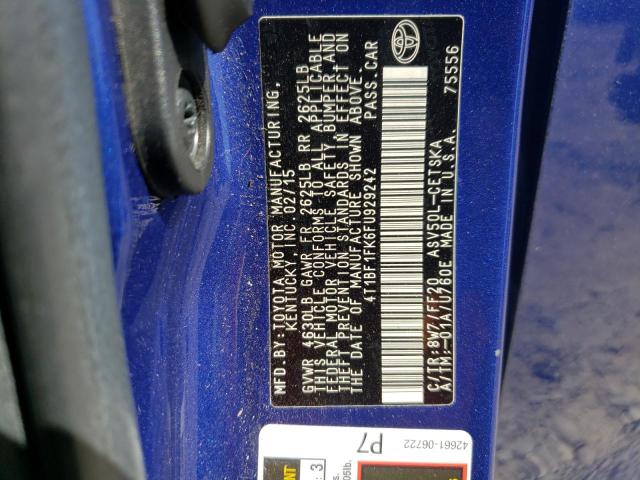 2015 TOYOTA CAMRY LE 4T1BF1FK6FU929242