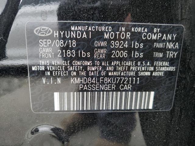 2019 HYUNDAI ELANTRA SEL KMHD84LF8KU772111