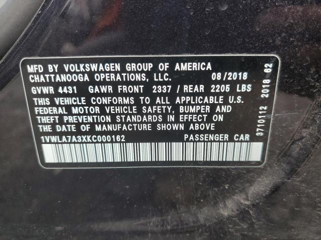 2019 VOLKSWAGEN PASSAT WOL 1VWLA7A3XKC000162