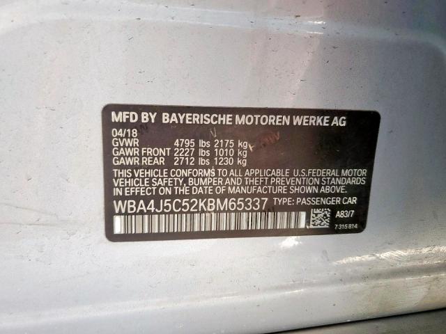 2019 BMW 440I GRAN WBA4J5C52KBM65337