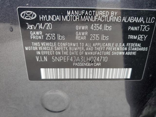 2020 HYUNDAI SONATA SEL 5NPEF4JA3LH024710