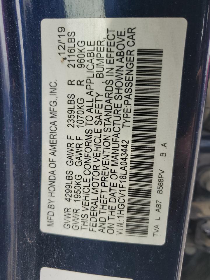 Lot #3234409042 2020 HONDA ACCORD LX