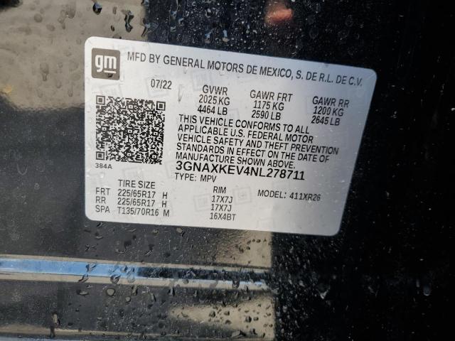 2022 CHEVROLET EQUINOX LT - 3GNAXKEV4NL278711
