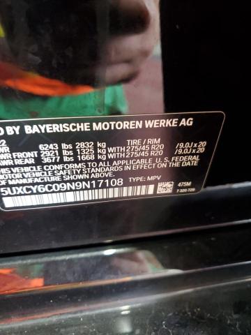 2022 BMW X6 XDRIVE4 5UXCY6C09N9N17108
