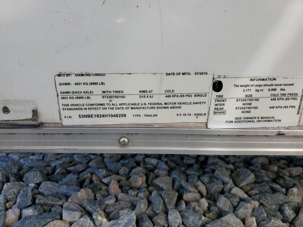 Lot #3302729073 2017 DIAMOND CARGO UNKNOWN