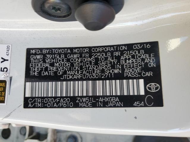 2016 TOYOTA PRIUS JTDKARFU7G3012711