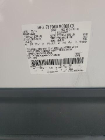 2016 FORD EXPLORER XLT 1FM5K8D88GGC51389