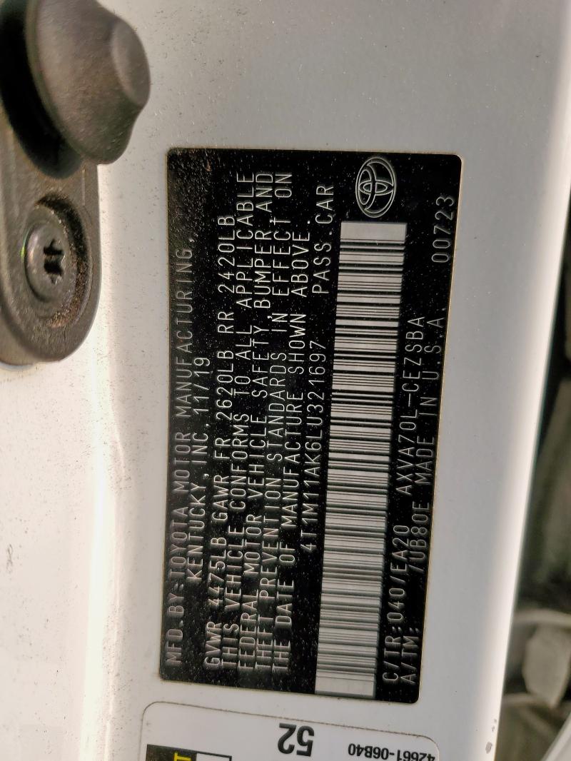 2020 TOYOTA CAMRY SE 4T1M11AK6LU321697