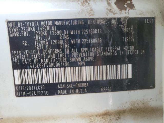 2021 TOYOTA RAV4 XSE 4T3E6RFV9MU061490