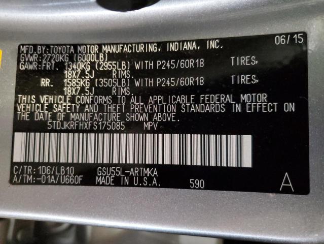 2015 TOYOTA HIGHLANDER 5TDJKRFHXFS175085