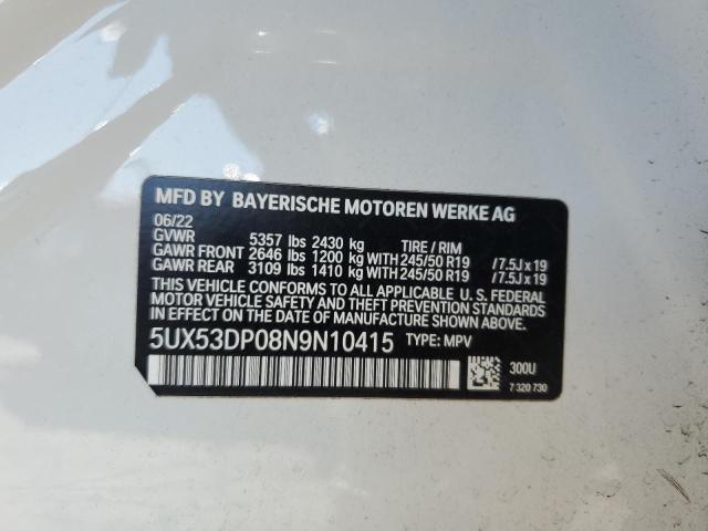 2022 BMW X3 XDRIVE3 - 5UX53DP08N9N10415