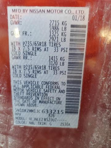 2018 NISSAN PATHFINDER - 5N1DR2MM1JC633215