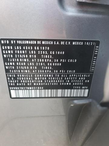 2022 VOLKSWAGEN TAOS SE 3VVRX7B27NM031844