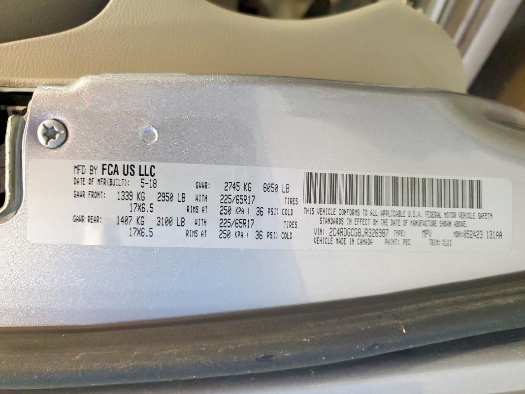 2018 DODGE GRAND CARA 2C4RDGCG8JR326987