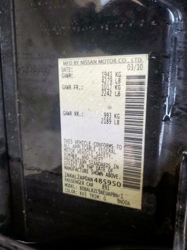 2010 NISSAN ALTIMA BAS - 1N4AL2AP0AN485950