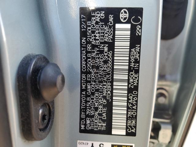 2018 TOYOTA PRIUS JTDKBRFU3J3586646
