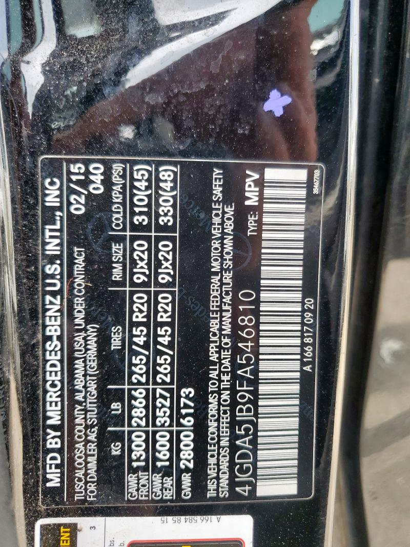 2015 MERCEDES-BENZ ML 350 - 4JGDA5JB9FA546810