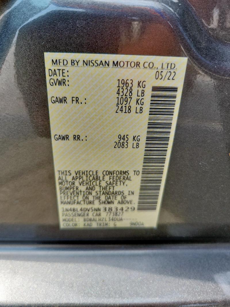 2022 NISSAN ALTIMA SV - 1N4BL4DV5NN383429