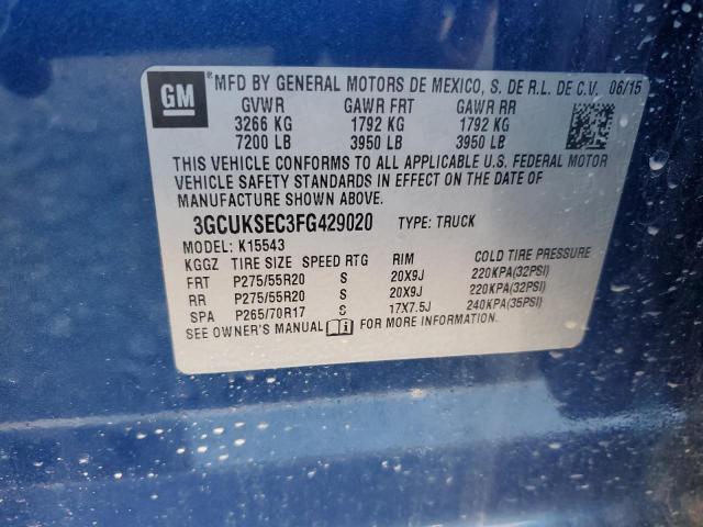 2015 CHEVROLET SILVERADO K1500 LTZ - 3GCUKSEC3FG429020
