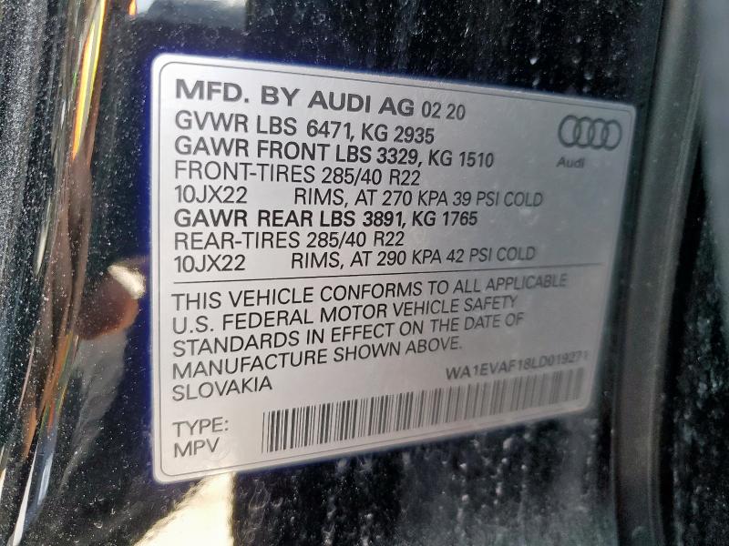 2020 AUDI Q8 PREMIUM - WA1EVAF18LD019271
