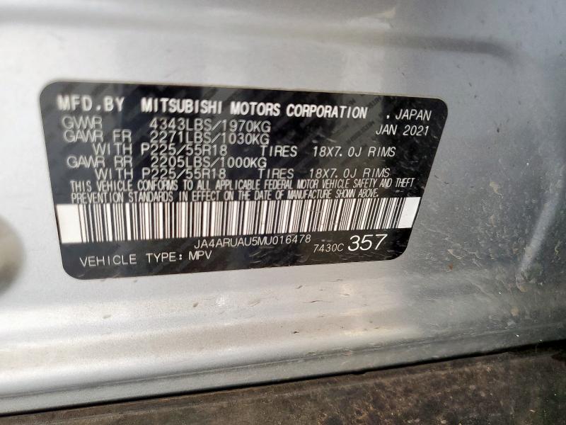 2021 MITSUBISHI OUTLANDER JA4ARUAU5MU016478