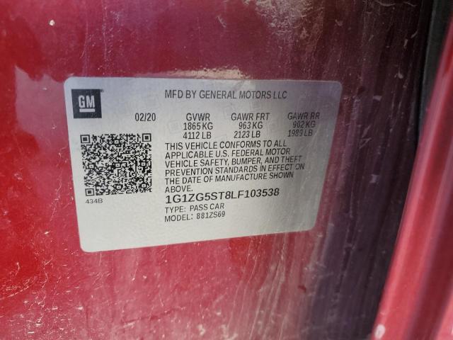 2020 CHEVROLET MALIBU RS 1G1ZG5ST8LF103538