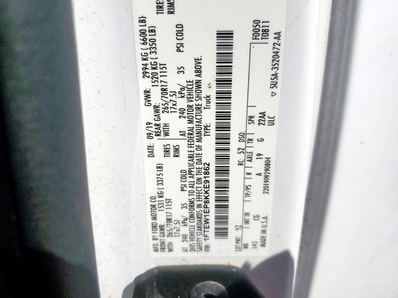 2019 FORD F150 SUPERCREW - 1FTEW1EP8KKE91862